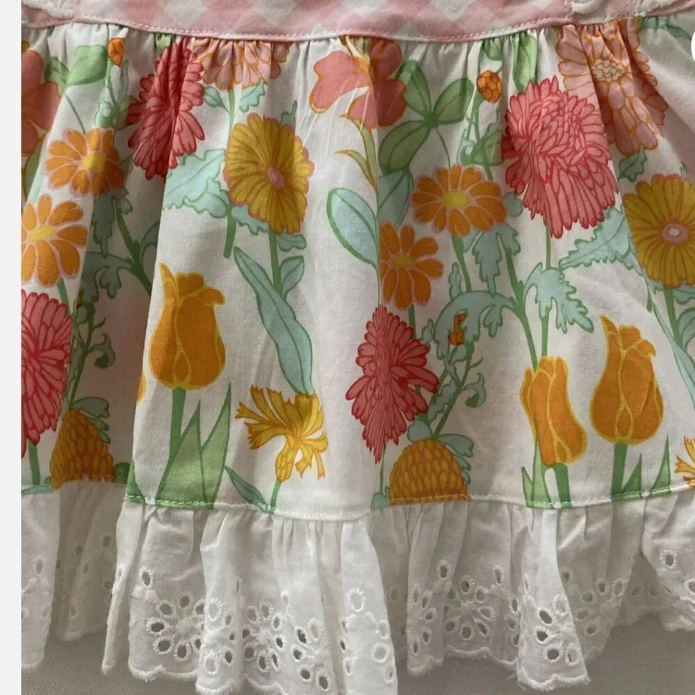 Serendipity pink and white cotton summer Top size 12-18 Months EUC